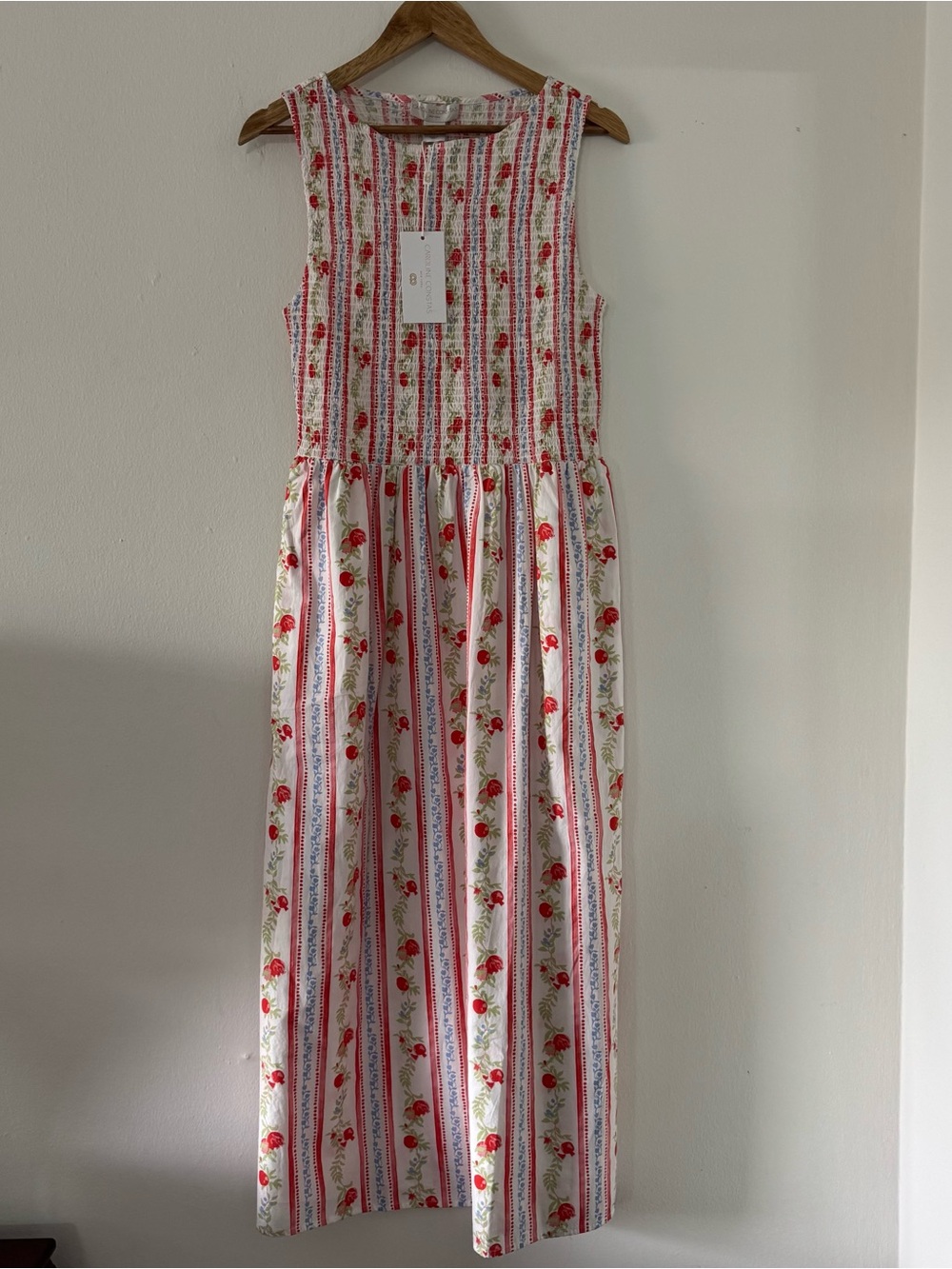 Caroline Constas L Maxi Dress Smocked Euro Summer Coastal Vacation Cottagecore